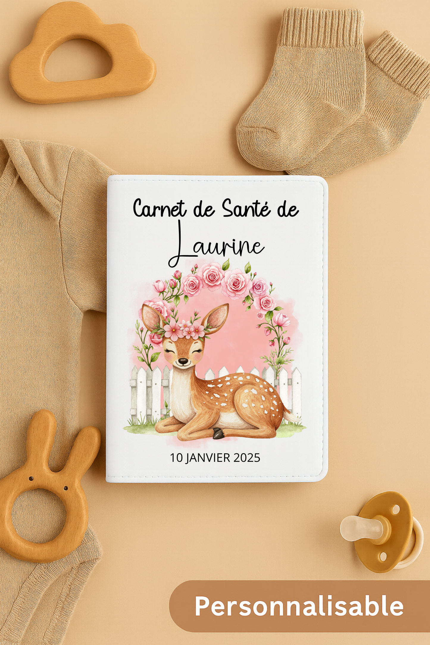 Protège Carnet De Santé Personnalisé Biche