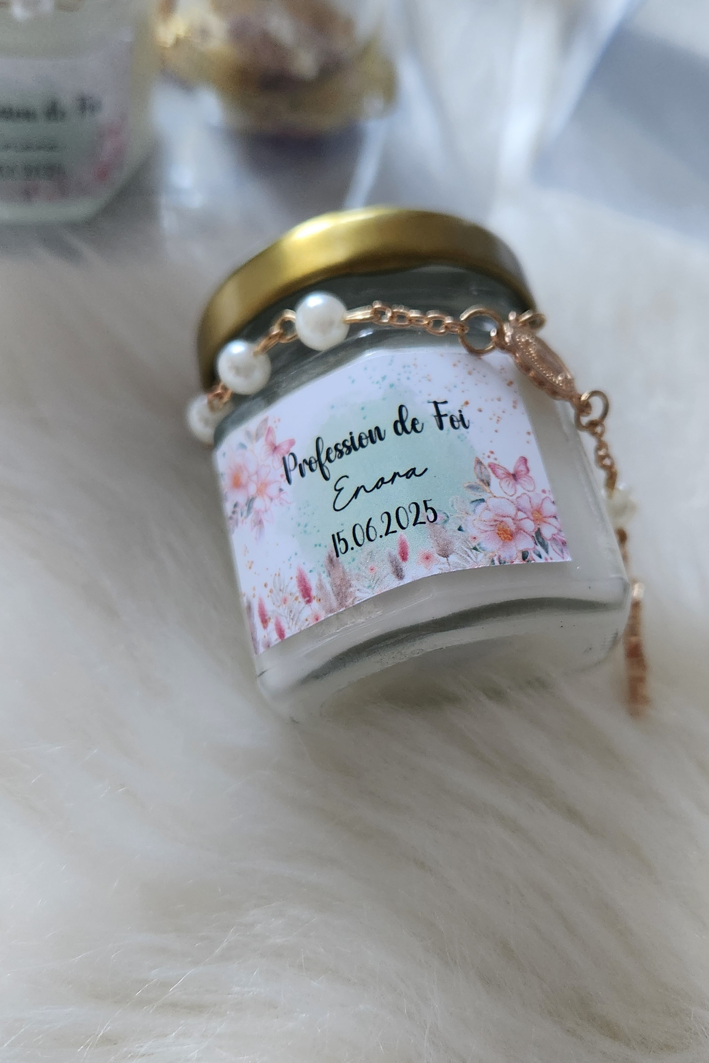 Mini Bougie Faite Main Avec Chapelet Personnalisée