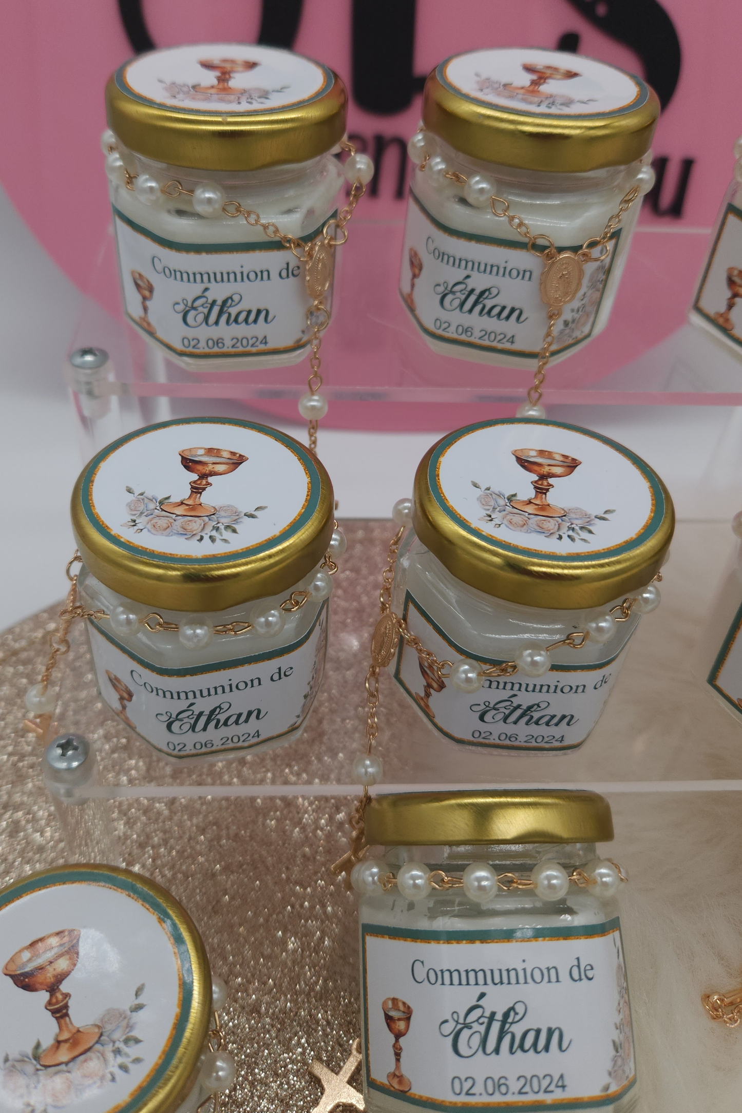 Mini Bougie Faite Main Avec Chapelet Personnalisée