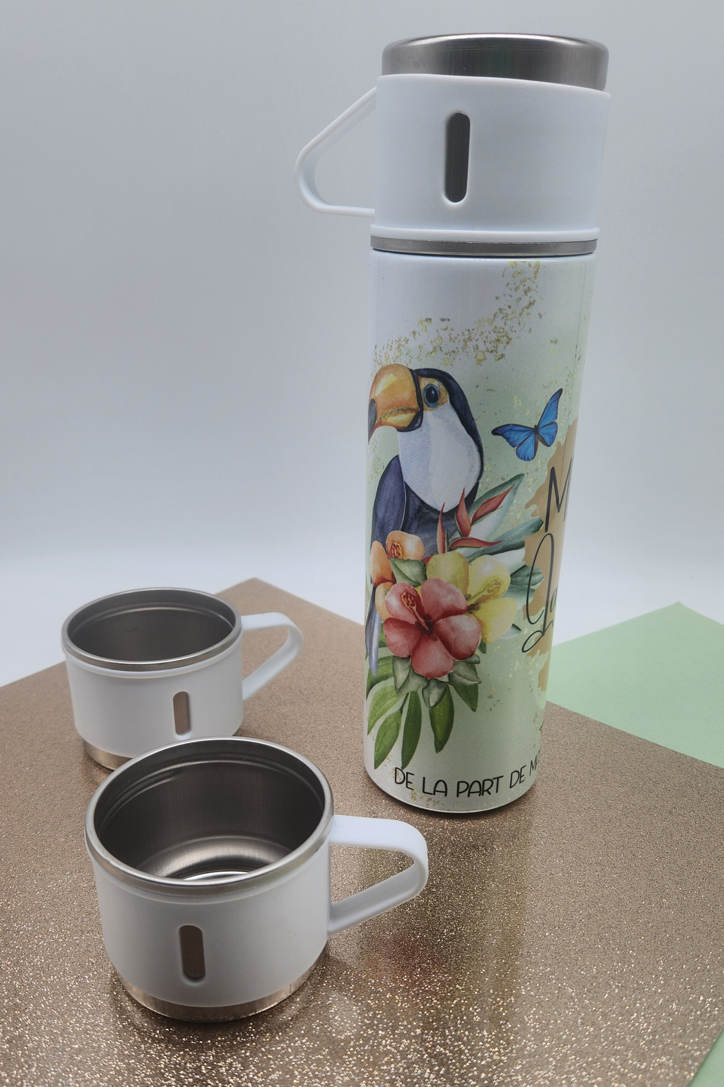 Coffret thermos personnalisé + 2 tasses