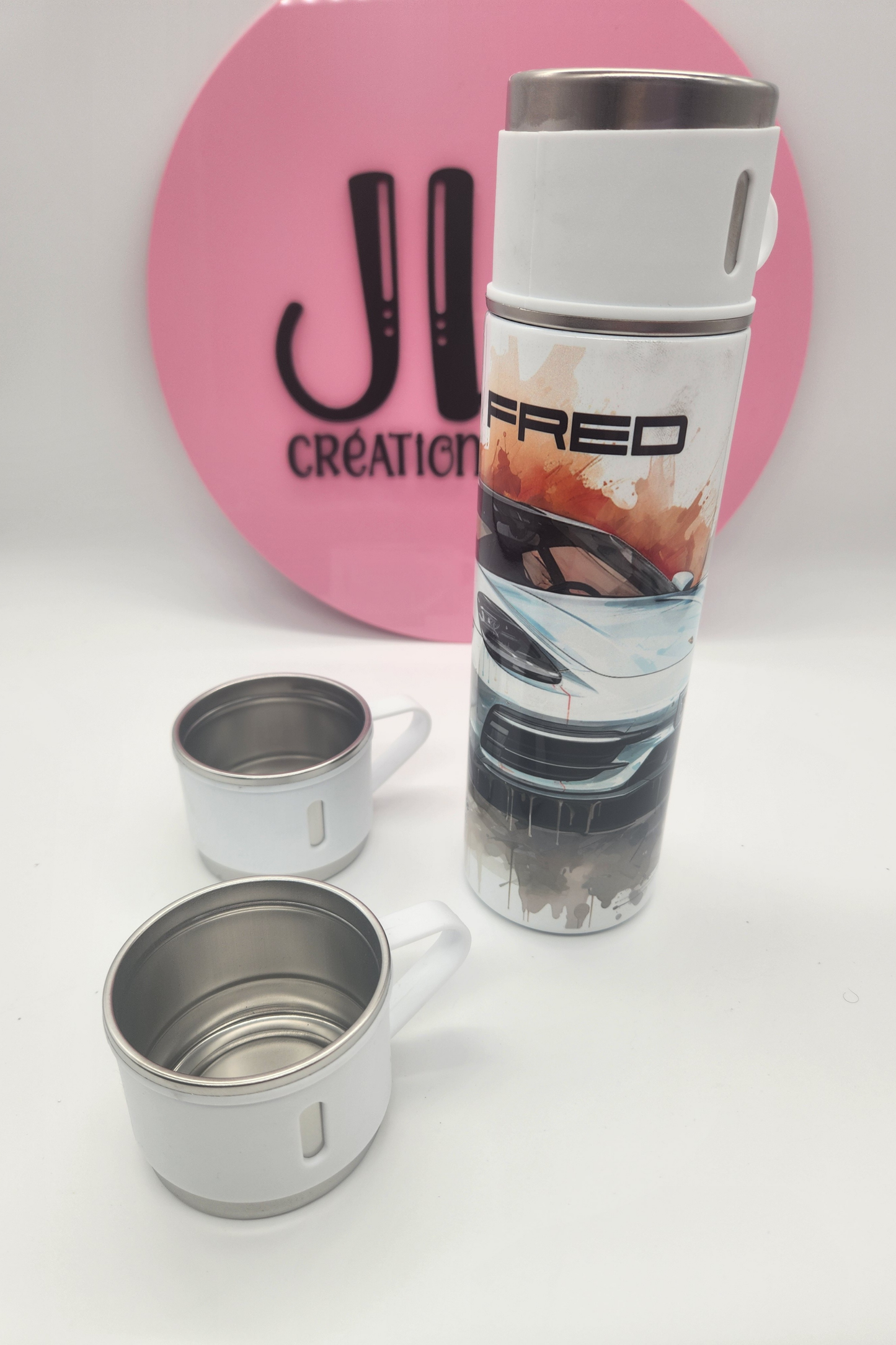 Coffret thermos personnalisé + 2 tasses