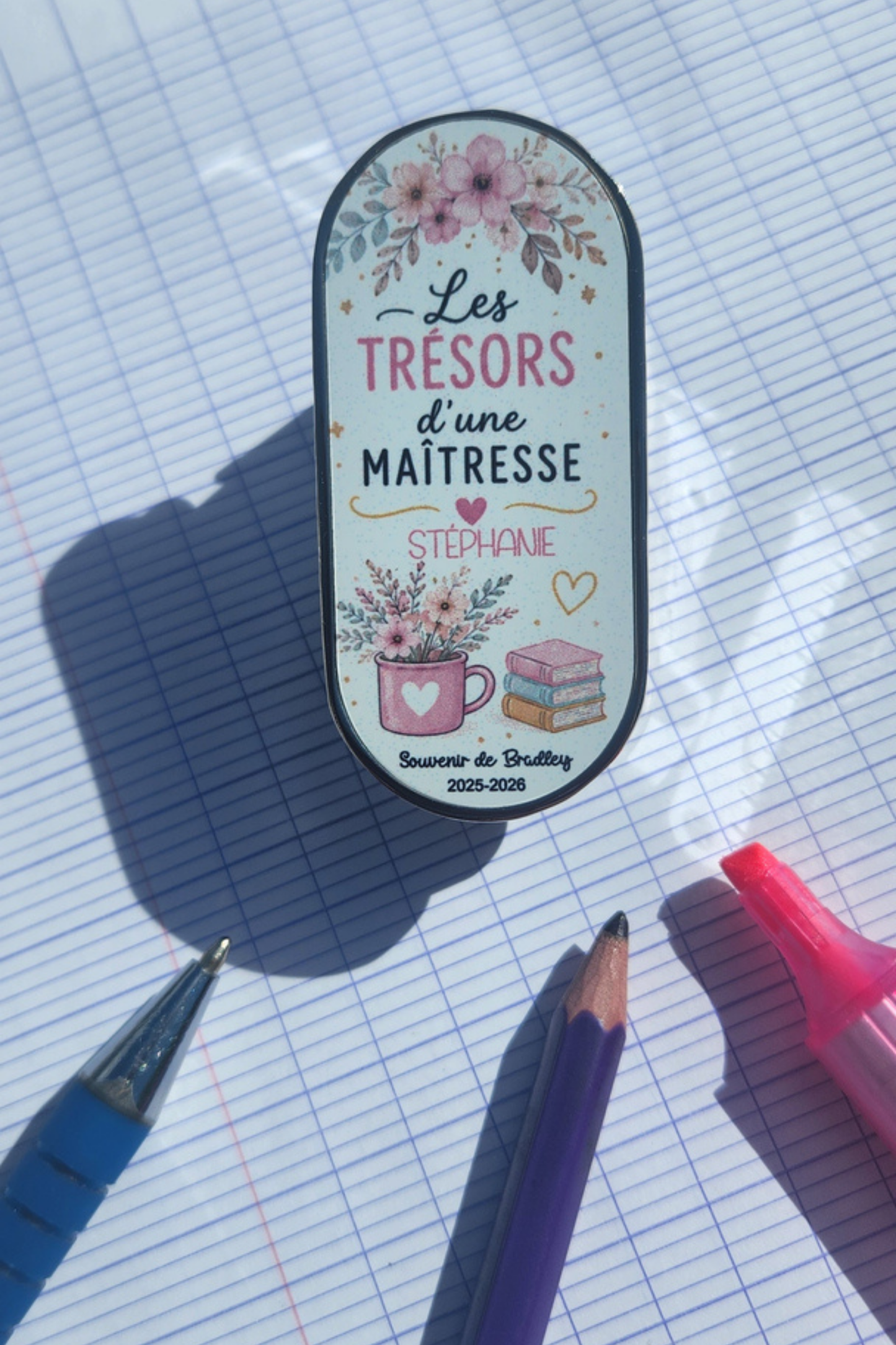 Agrafeuse en métal personnalisée maîtresse, maître, nounou, atsem