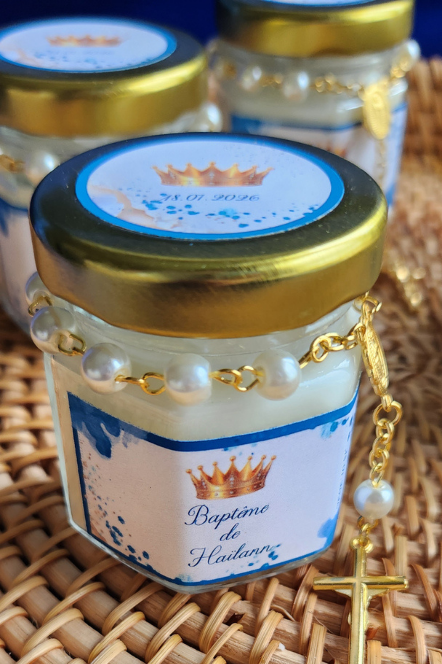 Mini Bougie Faite Main Avec Chapelet Personnalisée