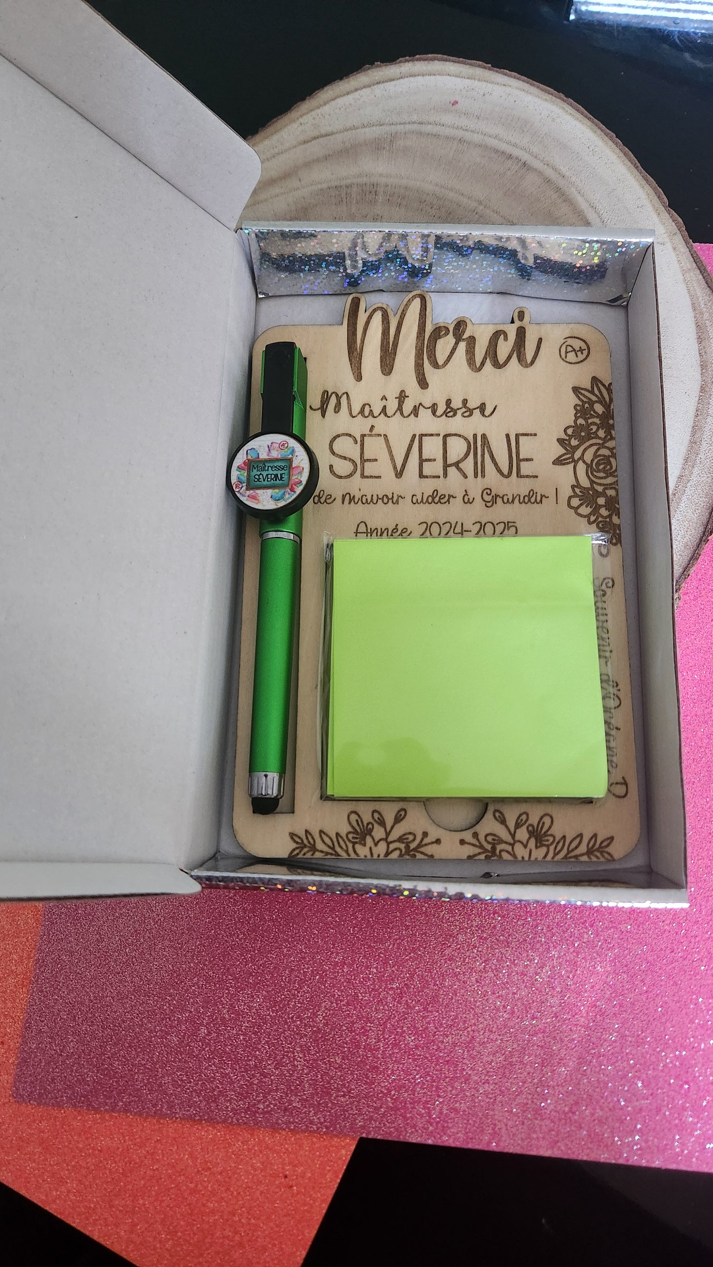 Porte post it avec stylo personnalisée