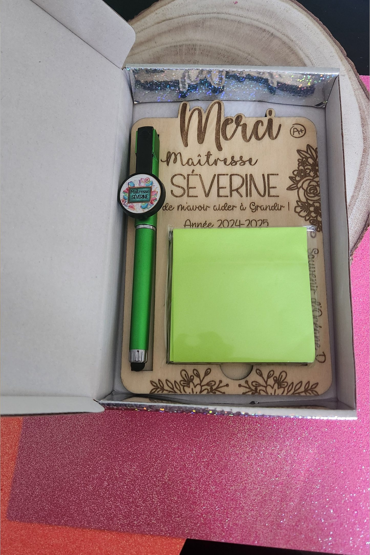 Porte post it avec stylo personnalisée
