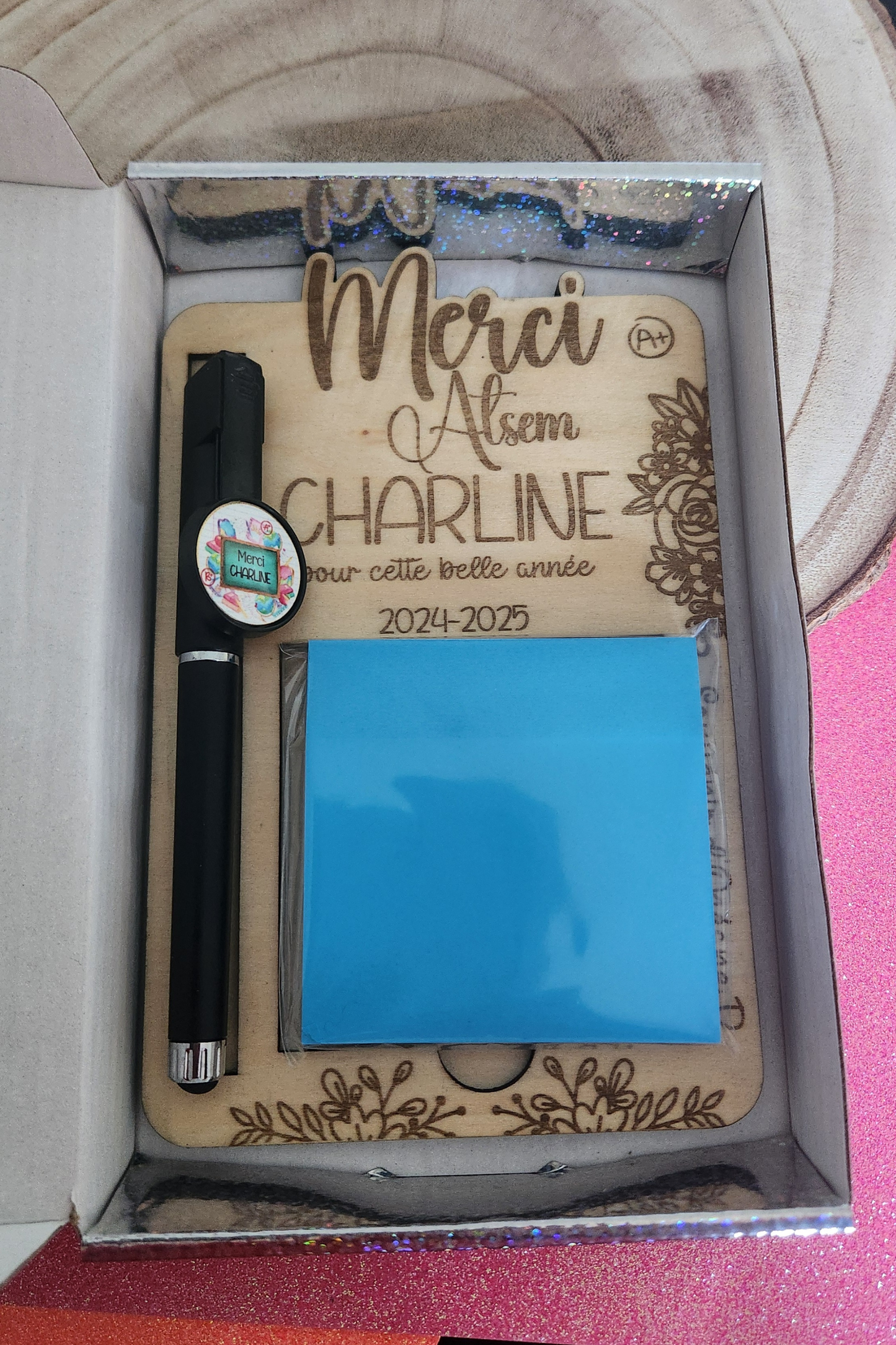 Porte post it avec stylo personnalisée