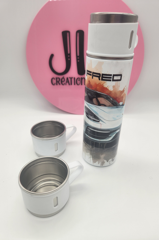 Coffret thermos personnalisé + 2 tasses