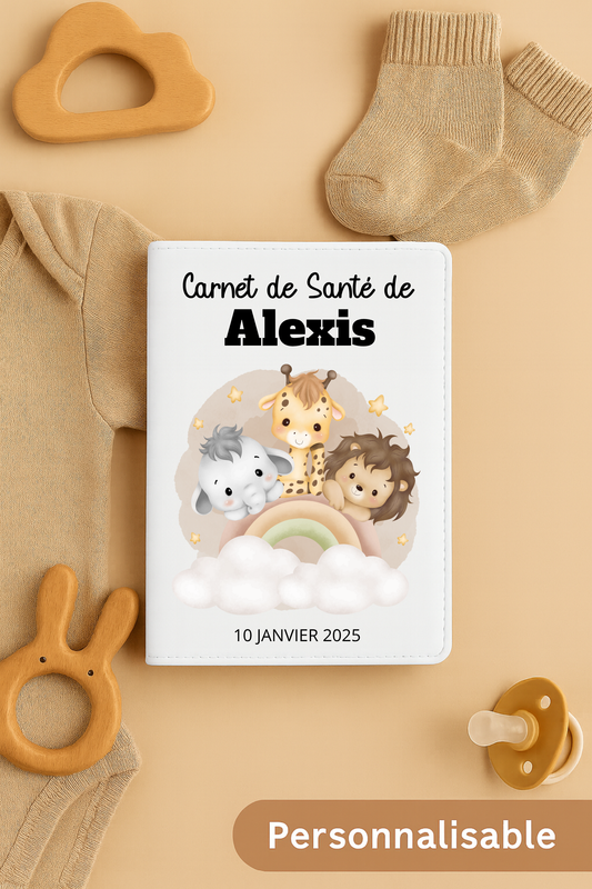 Protège Carnet De Santé Personnalisé Safari Arc En Ciel