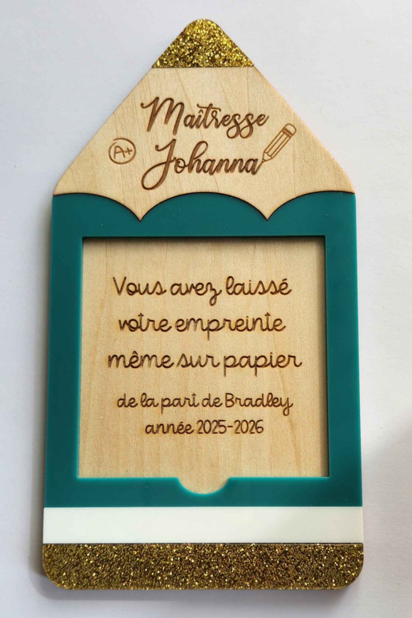 Porte Post-it personnalisé en forme de crayon bleu