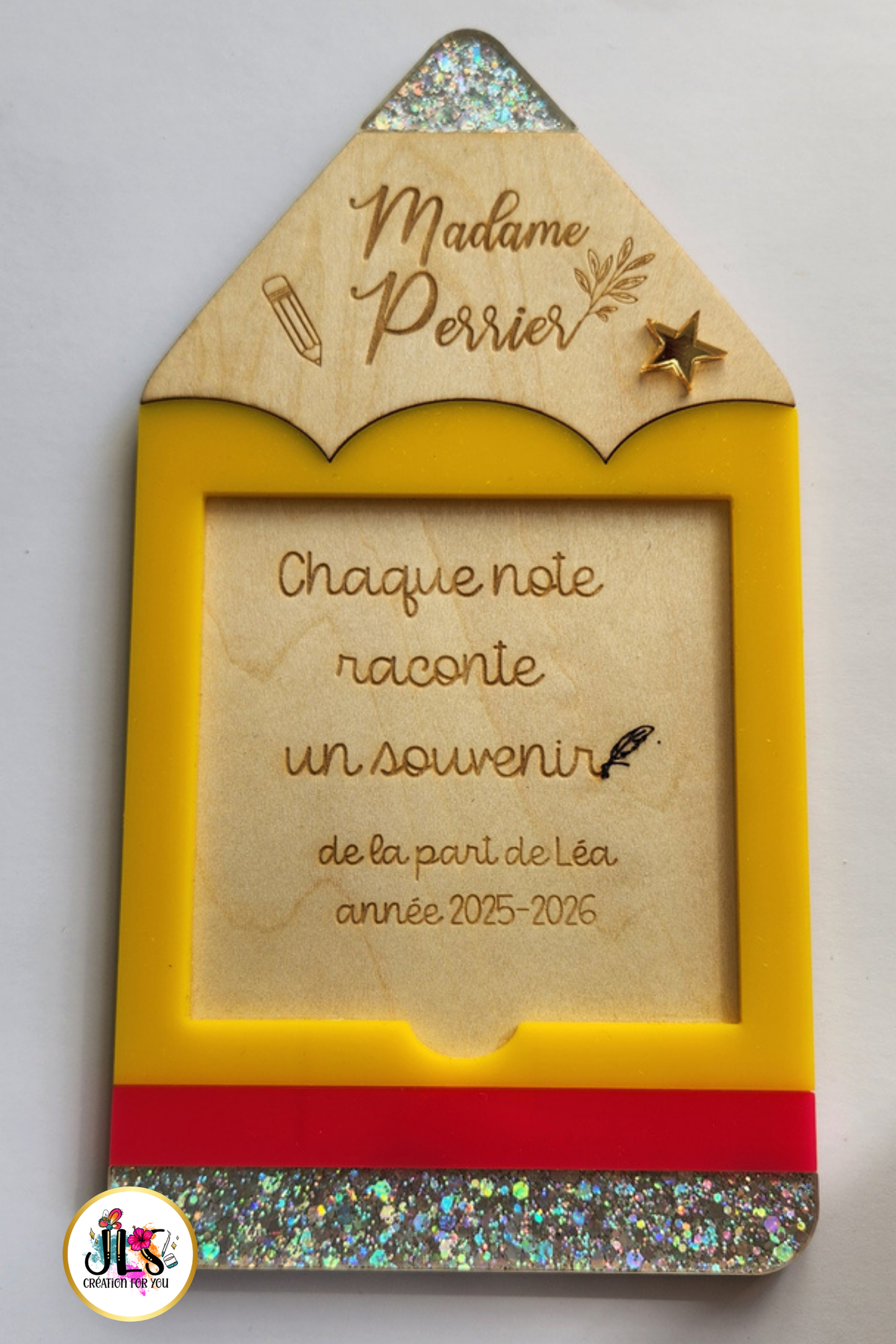 Porte Post-it personnalisé en forme de crayon jaune