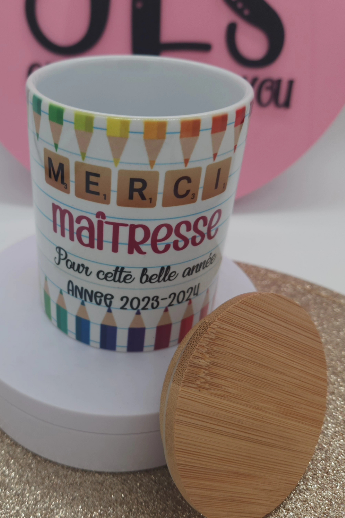 Bougie 2 en 1 personnalisée Maîtresse, Maître, Nounou