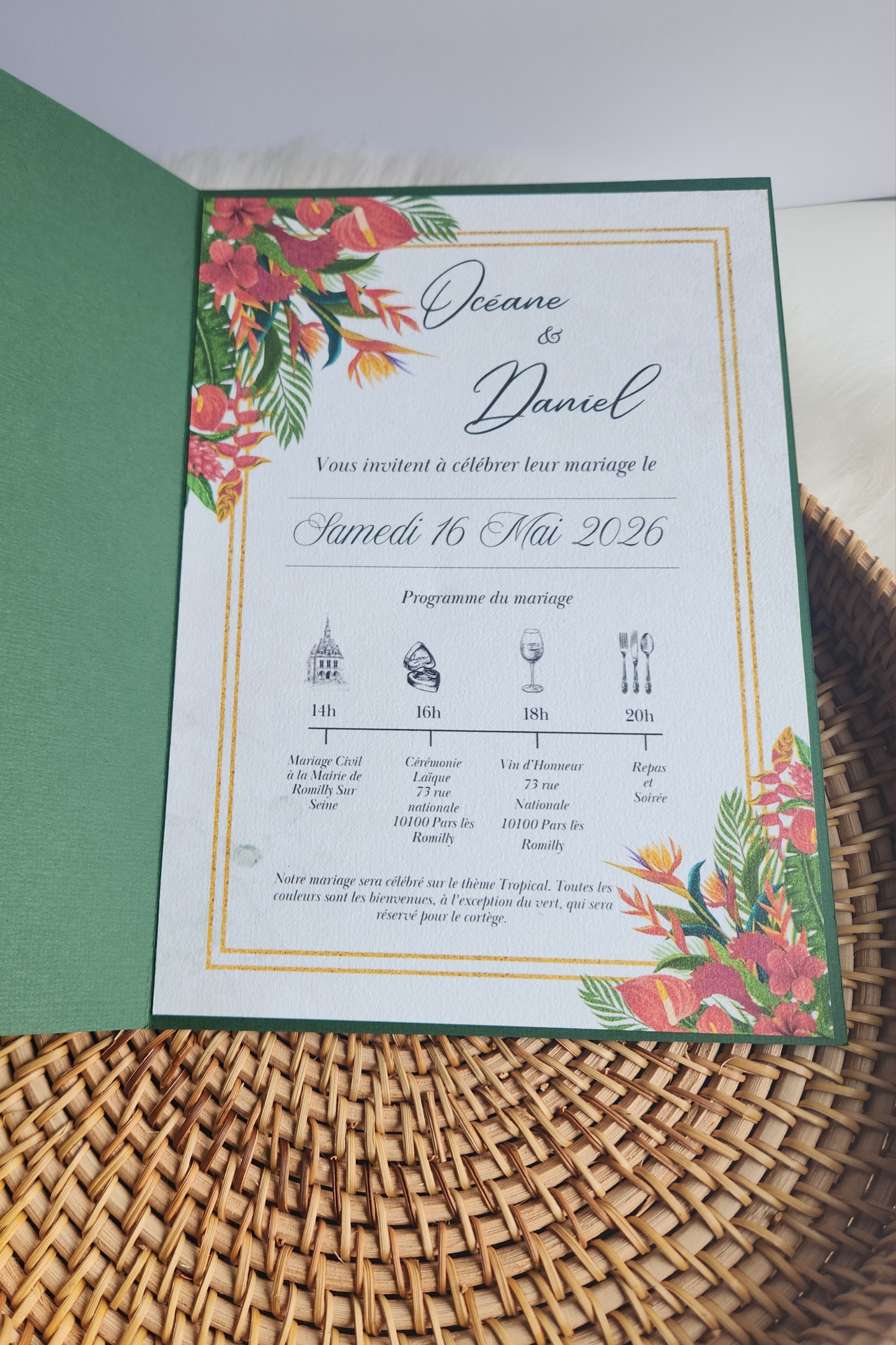 Faire-part mariage personnalisé avec carte en acrylique