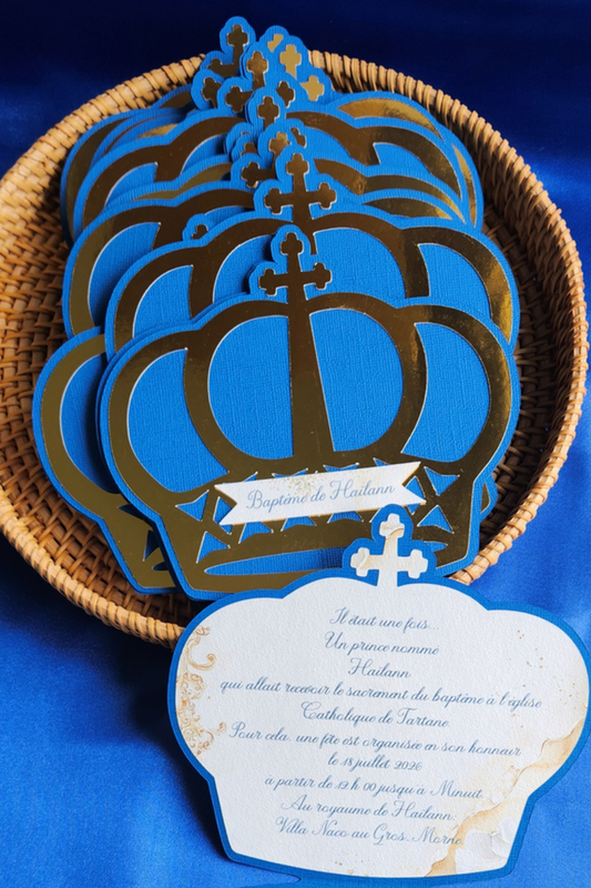 Invitation couronne personnalisée Faire-part baptême