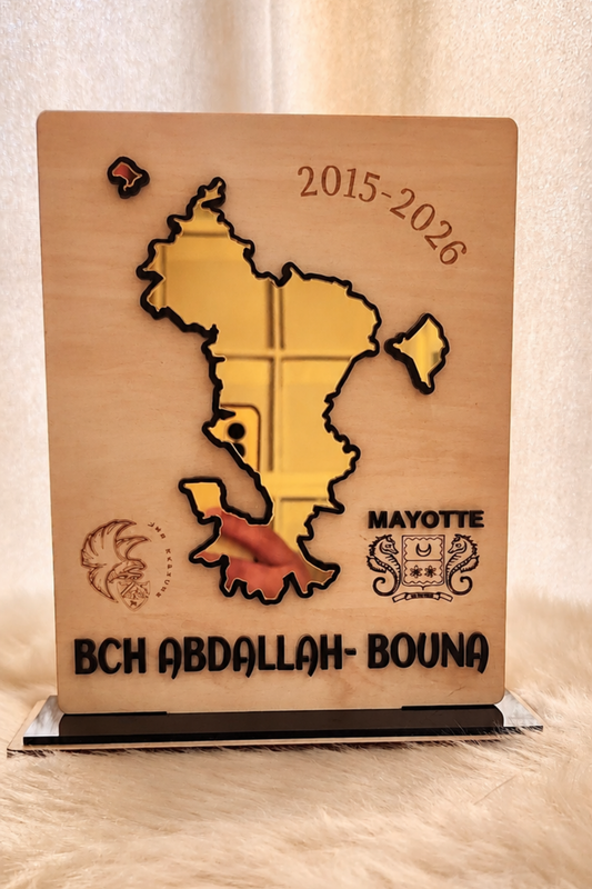 Plaque souvenir personnalisée en bois & plexiglass miroir
